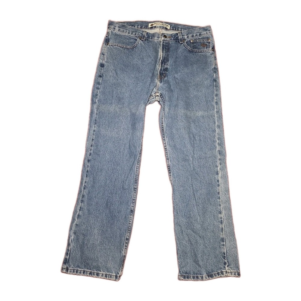Harley Davidson Men's Classic Straight Leg Blue Denim Jeans 36x30 Biker Moto